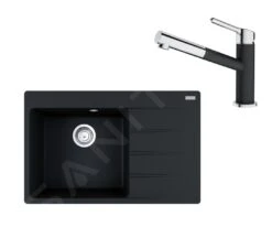 Franke Sets - Set G219, Fragraniet Spoelbak CNG 611-78 TL/2 En Keukenkraan FC 3055.071, Onyx/chroom 114.0650.826