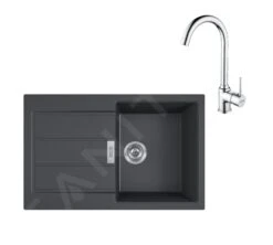 Franke Sets - Keukenset T104, Tectonite Spoelbak S2D 611-78 En Keukenkraan FP 9000.031, Zwart/chroom 143.0675.726