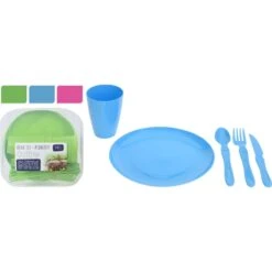 Merkloos Picknick Set 31 Delig Plastic 3 Assorti Kleuren -Keukengerei Winkel 101 0449 1 3