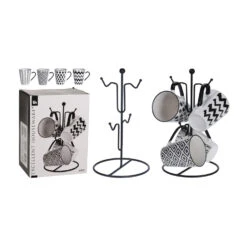 Excellent Houseware 4 Bekers In Metalen Rekje -Keukengerei Winkel 101 0541 4 1