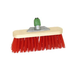 Straatbezem, Rood Kunstvezel 29 Cm Met Steelhouder