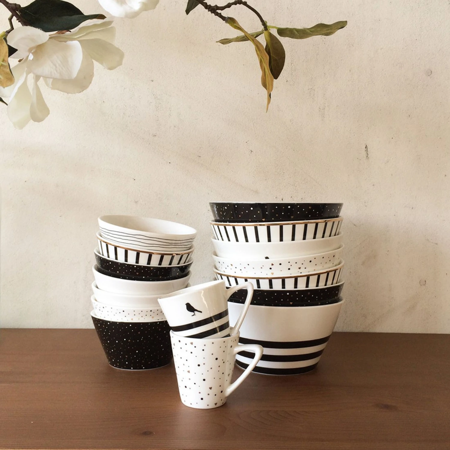 Dutch Rose Amsterdam Loft Kom 10 Cm Wit Streep Zwart 4 Dutch Rose Amsterdam Loft Kom 10 Cm Wit Streep Zwart - Afbeelding 2