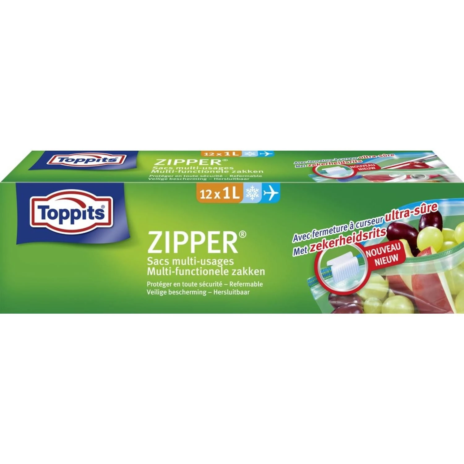 Toppits Zipper Multi-Functionele Zakken 1 Liter12 Stuks 3 Toppits Zipper Multi-Functionele Zakken 1 Liter12 Stuks