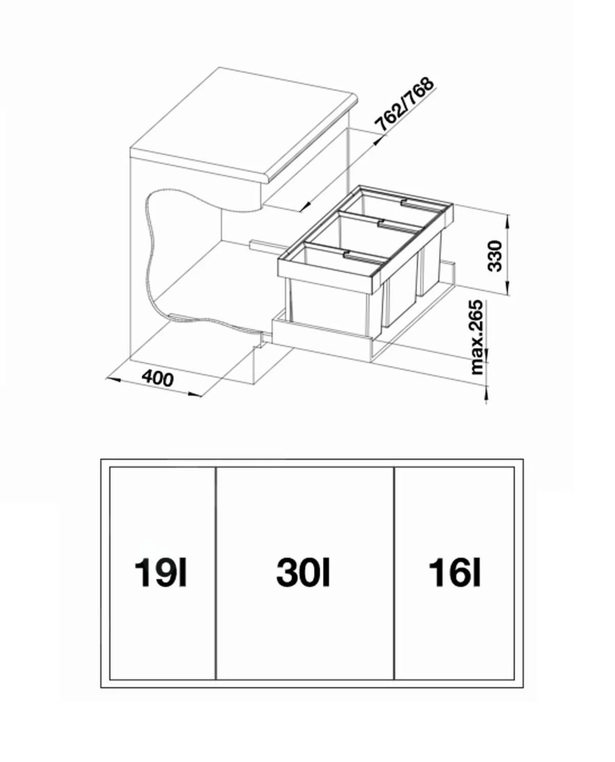 Blanco Flexon II - Afvalsorteersysteem, Met Scheidingswand, 65 L 525221 4 Blanco Flexon II - Afvalsorteersysteem, Met Scheidingswand, 65 L 525221 - Afbeelding 2