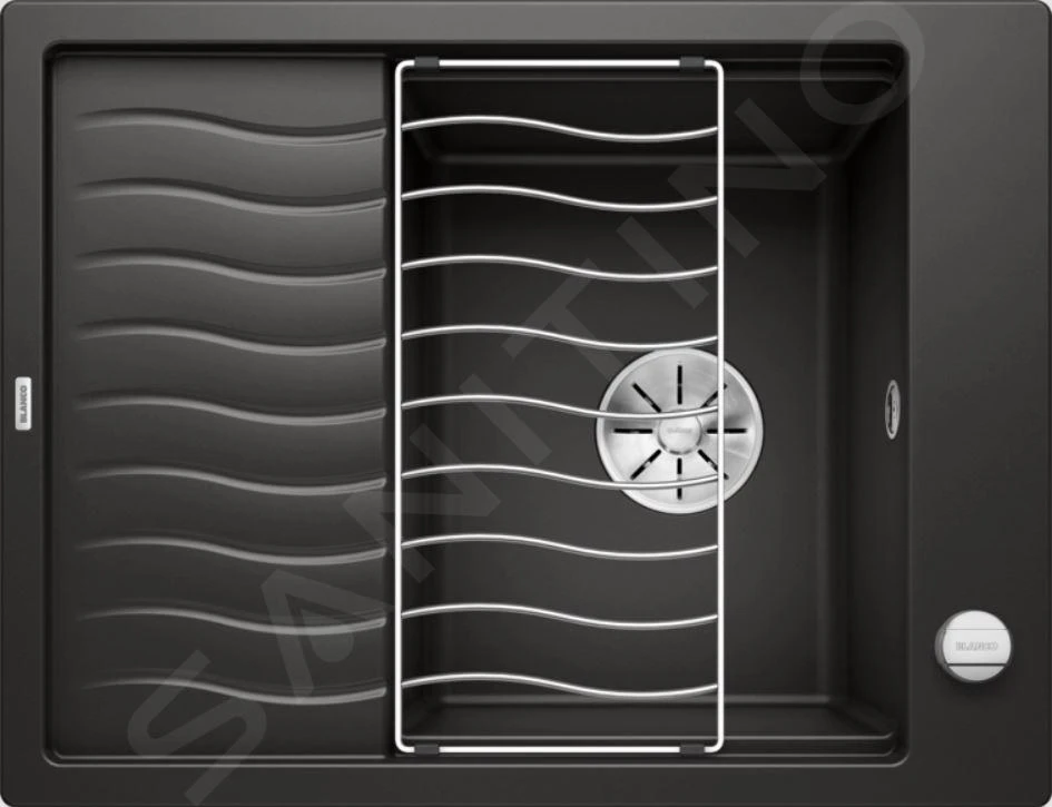 Blanco Elon 45 - Silgranit Spoelbak, 650x500 Mm, Met Draaiknopbediening En Accessoires, Zwart 525879 3 Blanco Elon 45 - Silgranit Spoelbak, 650x500 Mm, Met Draaiknopbediening En Accessoires, Zwart 525879