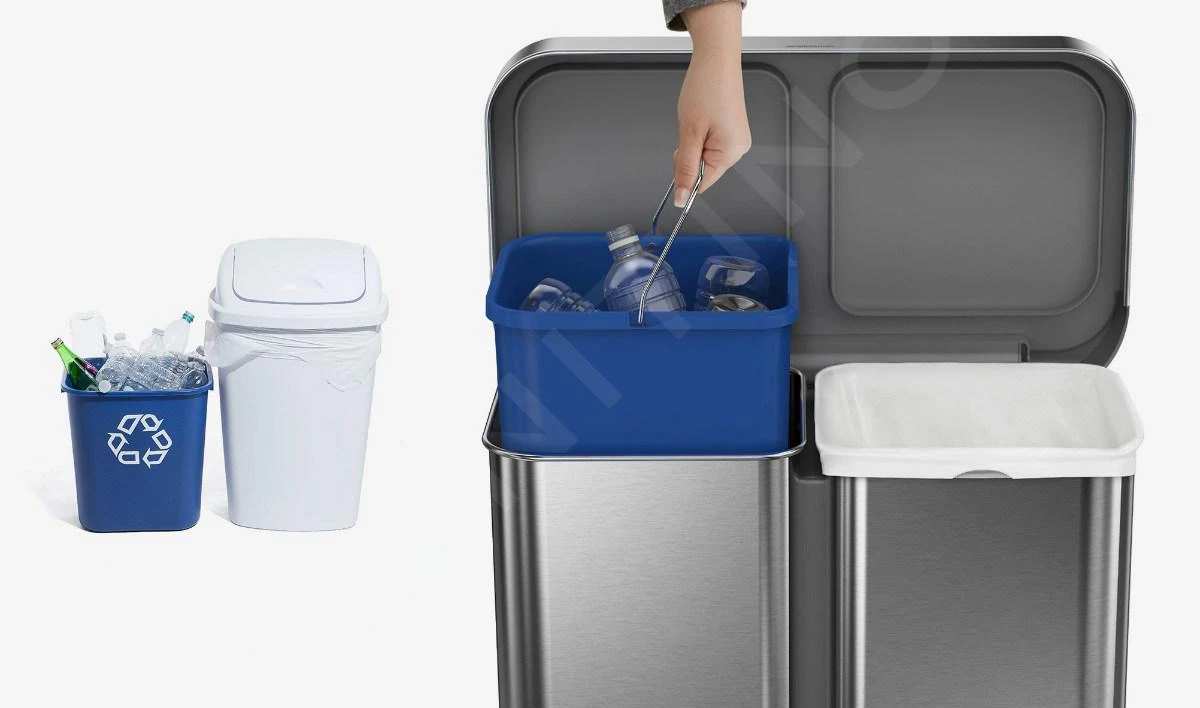 Simplehuman Afvalemmers - Pedaalemmer Met Twee Compartiment, Met Zakenhouder, 58 L, Gebrosteld Rvs CW2025 5 Simplehuman Afvalemmers - Pedaalemmer Met Twee Compartiment, Met Zakenhouder, 58 L, Gebrosteld Rvs CW2025 - Afbeelding 3