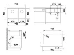 Blanco Subline 430/270 - Silgranit Spoelbak, 755x460 Mm, Aluminium 523153 -Keukengerei Winkel 4a28689d320bac869c3608c8