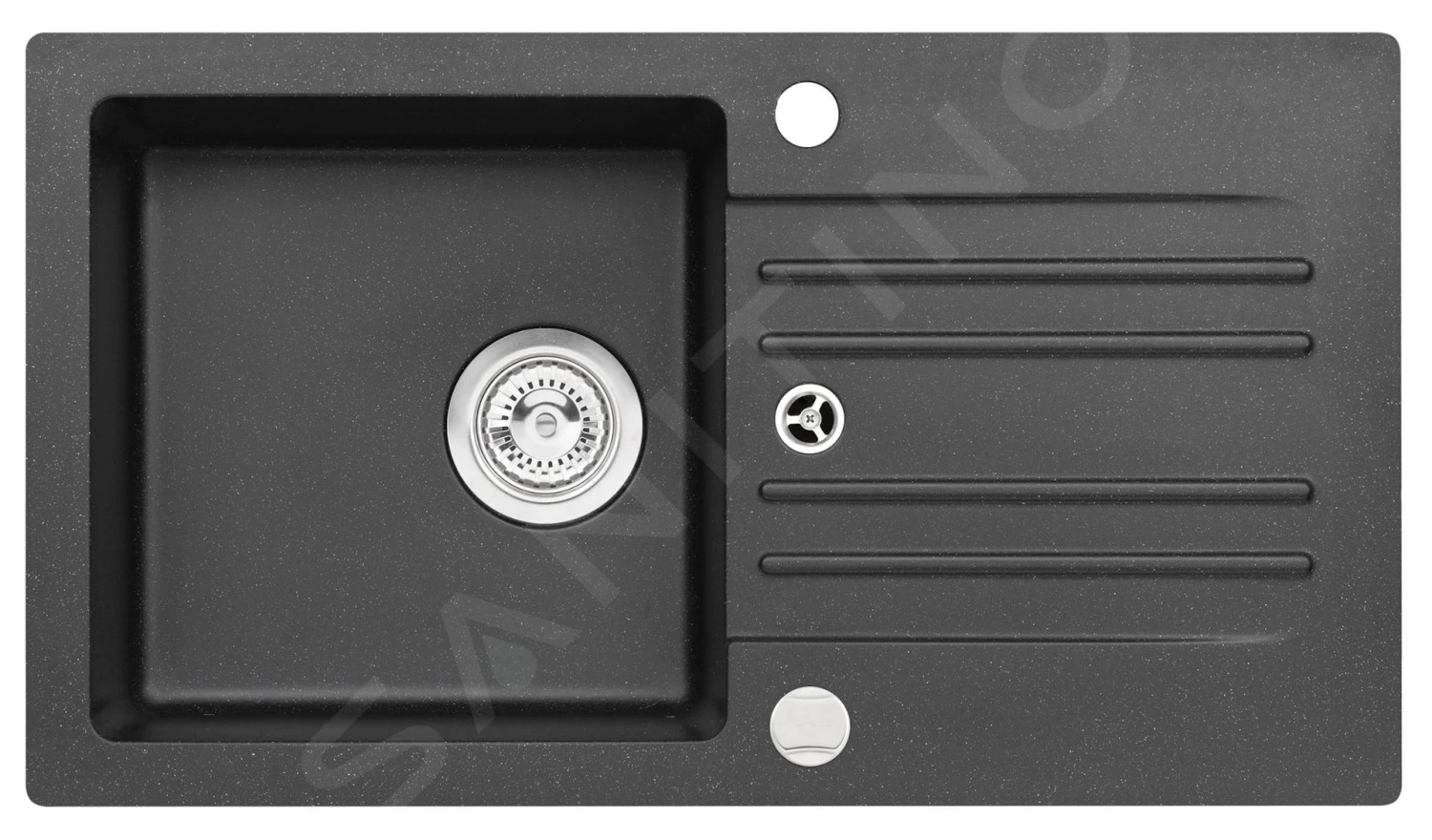 Alveus Cortina - Granieten Spoelbak 750x420 Mm, Met Draaiknopbediening, Carbon 1133778 3 Alveus Cortina - Granieten Spoelbak 750x420 Mm, Met Draaiknopbediening, Carbon 1133778