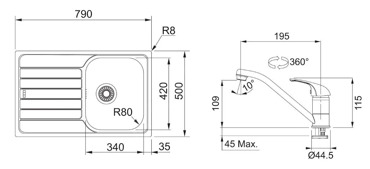 Franke Sets - Set N78, Rvs Spoelbak SKN 611-79 En Keukenkraan FB 250.031, Rvs/chroom 101.0618.831 4 Franke Sets - Set N78, Rvs Spoelbak SKN 611-79 En Keukenkraan FB 250.031, Rvs/chroom 101.0618.831 - Afbeelding 2