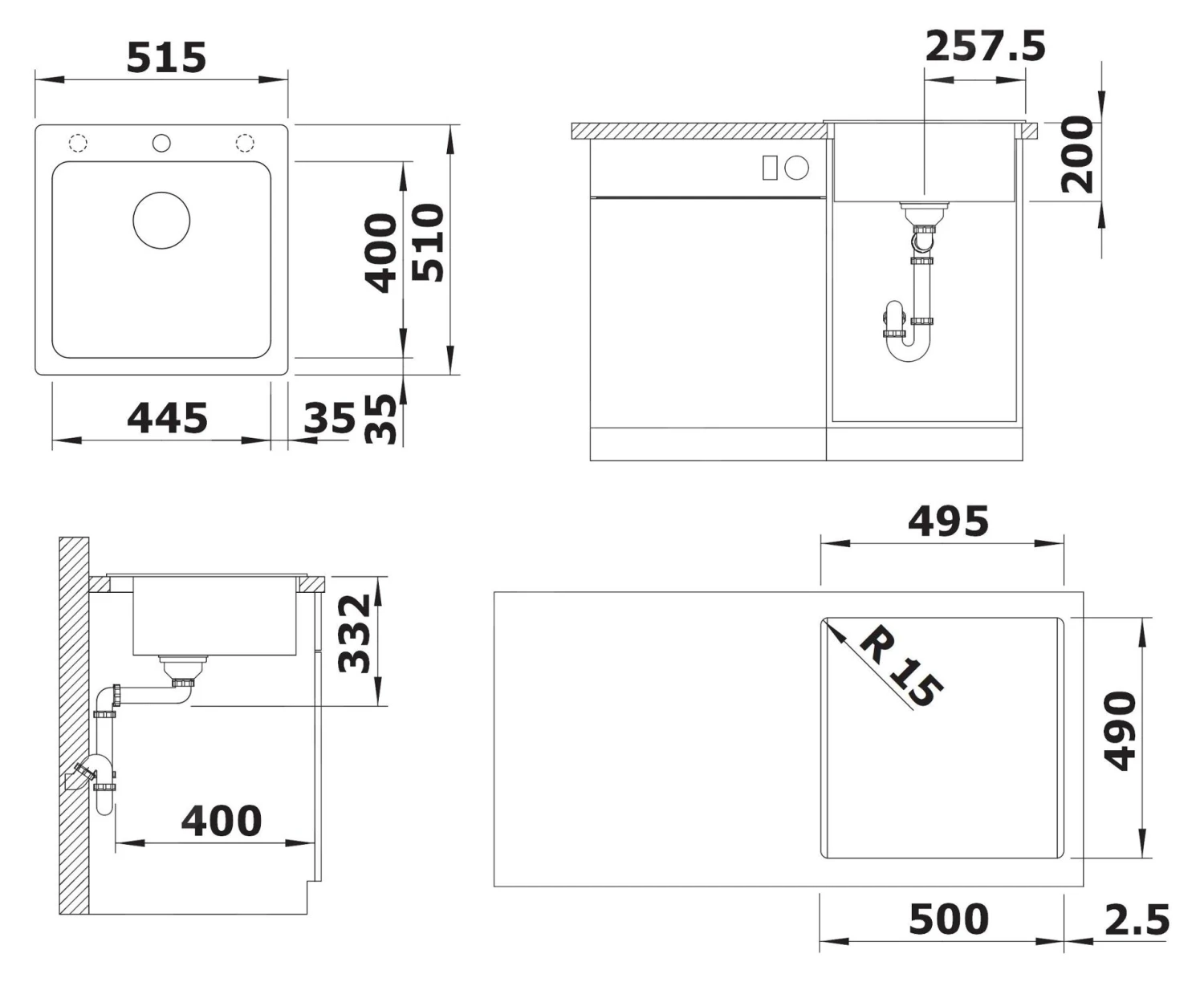 Blanco Naya 5 - Silgranit Spoelbak, 515x510 Mm, Tartufo 526584 4 Blanco Naya 5 - Silgranit Spoelbak, 515x510 Mm, Tartufo 526584 - Afbeelding 2