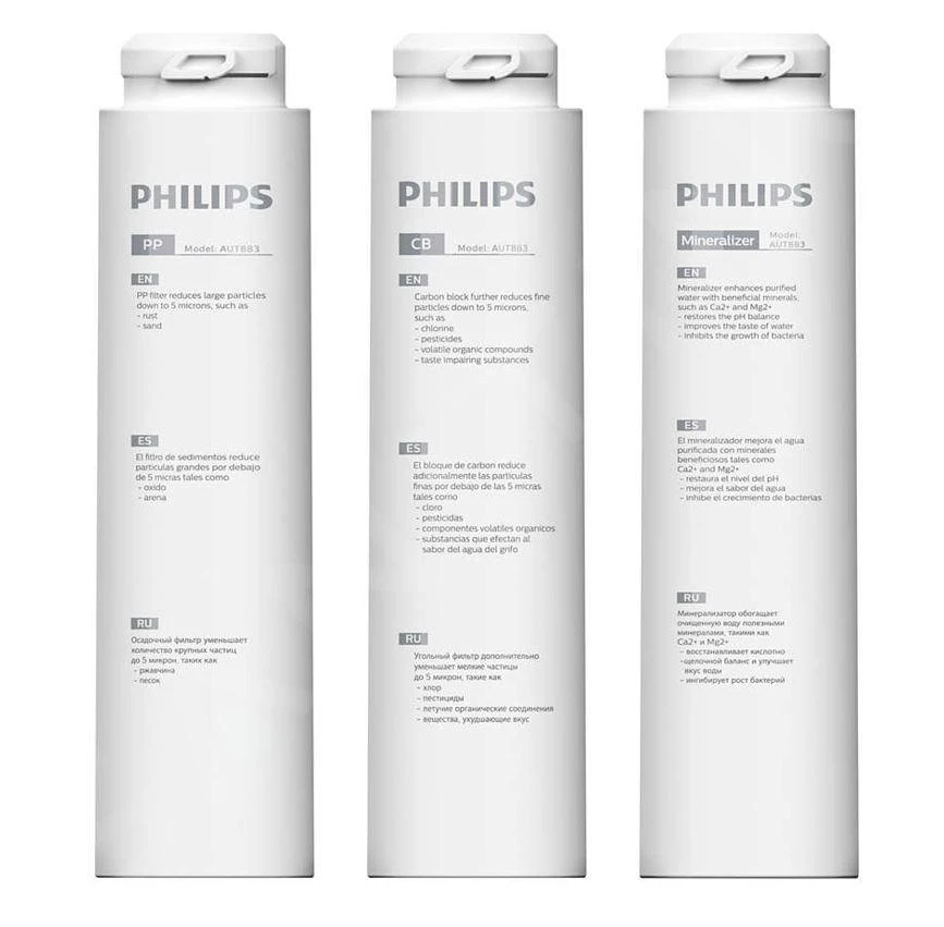 Philips Toebehoren - Een Set 3-in-1 Vervangingsfilters Voor Waterfiltratie Onder De Spoelbak AUT883/10 3 Philips Toebehoren - Een Set 3-in-1 Vervangingsfilters Voor Waterfiltratie Onder De Spoelbak AUT883/10