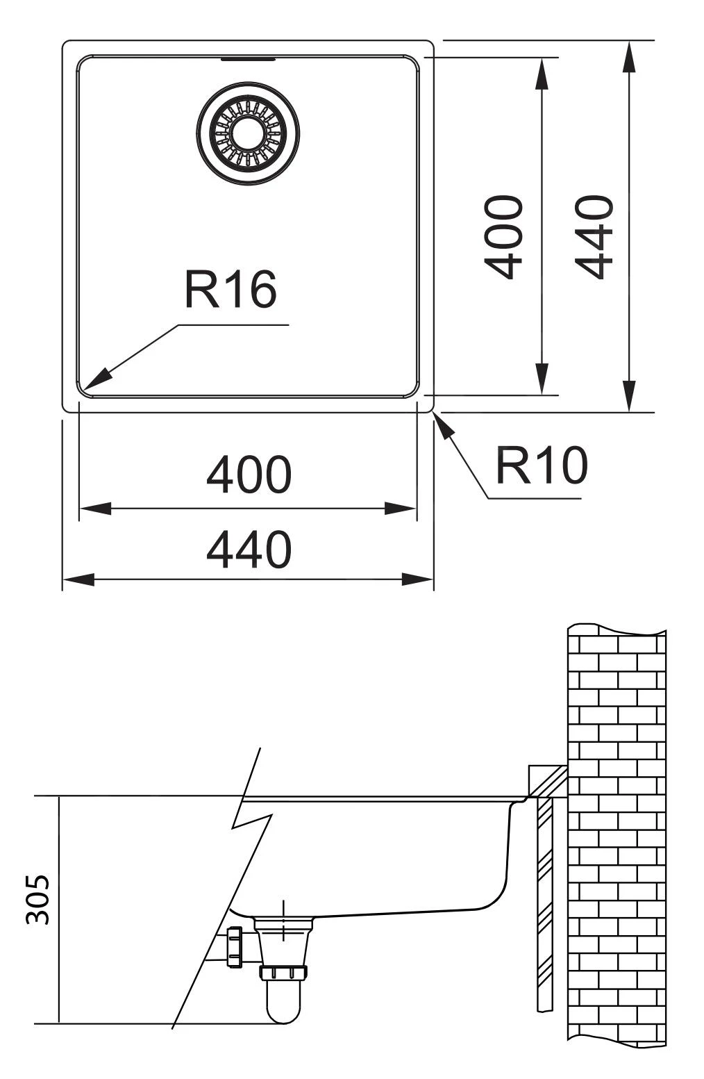 Franke Maris - Spoelbak MRX 110-40, 440x440x180 Mm, Rvs 122.0531.643 4 Franke Maris - Spoelbak MRX 110-40, 440x440x180 Mm, Rvs 122.0531.643 - Afbeelding 2