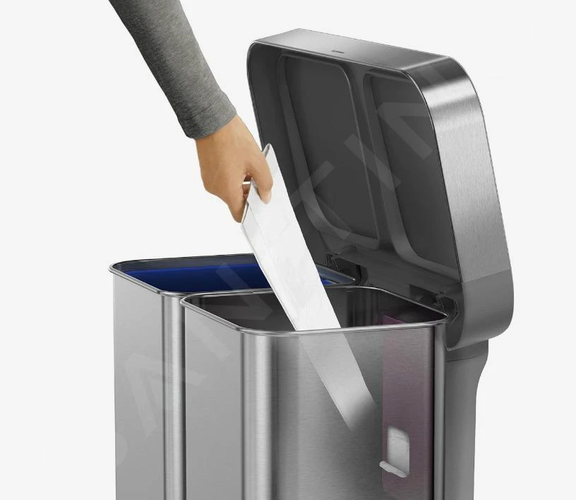 Simplehuman Afvalemmers - Pedaalemmer Met Twee Compartiment, Met Zakenhouder, 58 L, Gebrosteld Rvs CW2025 13 Simplehuman Afvalemmers - Pedaalemmer Met Twee Compartiment, Met Zakenhouder, 58 L, Gebrosteld Rvs CW2025 - Afbeelding 11