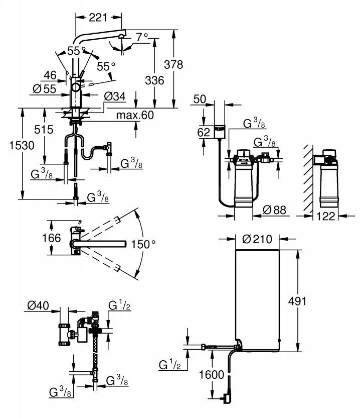 Grohe Red - Duo Kokendwaterkraan Met Filterset, Boiler L, Chroom 30325001 4 Grohe Red - Duo Kokendwaterkraan Met Filterset, Boiler L, Chroom 30325001 - Afbeelding 2