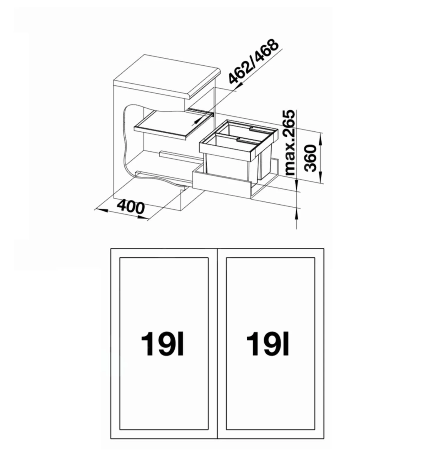 Blanco Flexon II - Afvalsorteersysteem, Inhoud, 38 L 521469 4 Blanco Flexon II - Afvalsorteersysteem, Inhoud, 38 L 521469 - Afbeelding 2