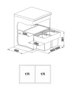 Blanco Select - Inbouw Afvalemmer, Met Scheidingswand, Inhoud 34 L 526207 -Keukengerei Winkel d5ea176628078a8291a67c60