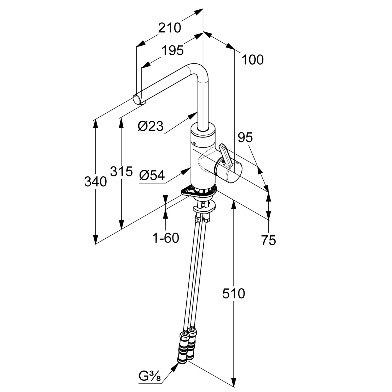 Kludi E-Go - Elektronische Keukenmengkraan, Netvoeding, Mat Zwart 422206675 4 Kludi E-Go - Elektronische Keukenmengkraan, Netvoeding, Mat Zwart 422206675 - Afbeelding 2